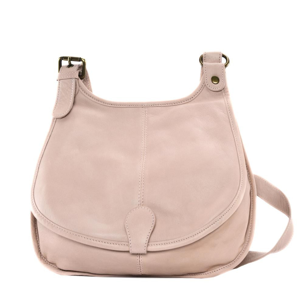 Sac besace cuir lisse CARTOUCHIERE Rose nude