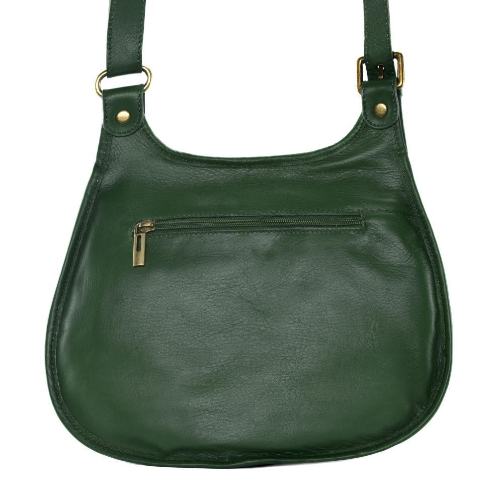 Sac besace cuir lisse CARTOUCHIERE Vert forêt