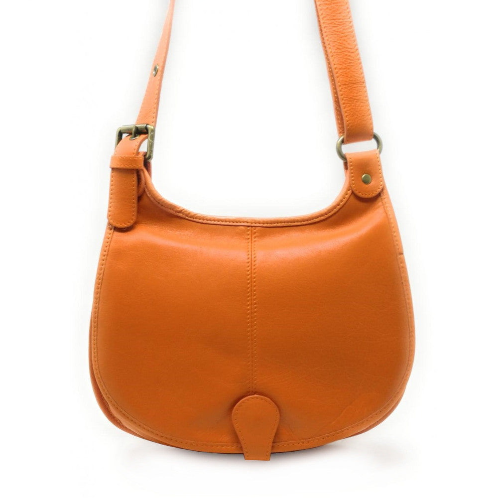 Sac besace cuir lisse CARTOUCHIERE Orange