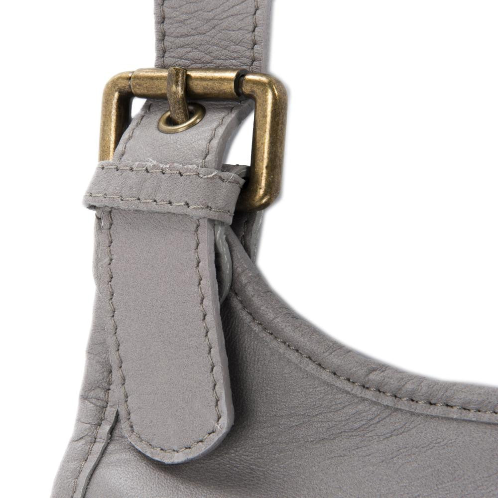 Sac besace cuir lisse CARTOUCHIERE Gris clair