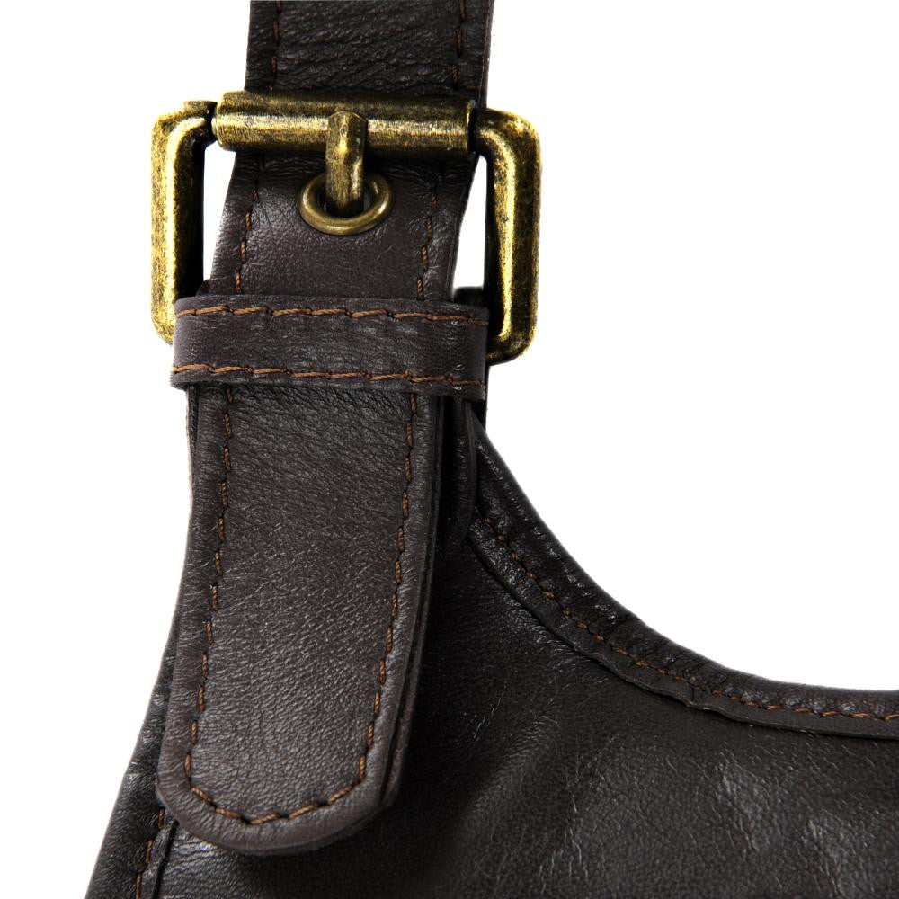 Sac besace cuir lisse CARTOUCHIERE Chocolat