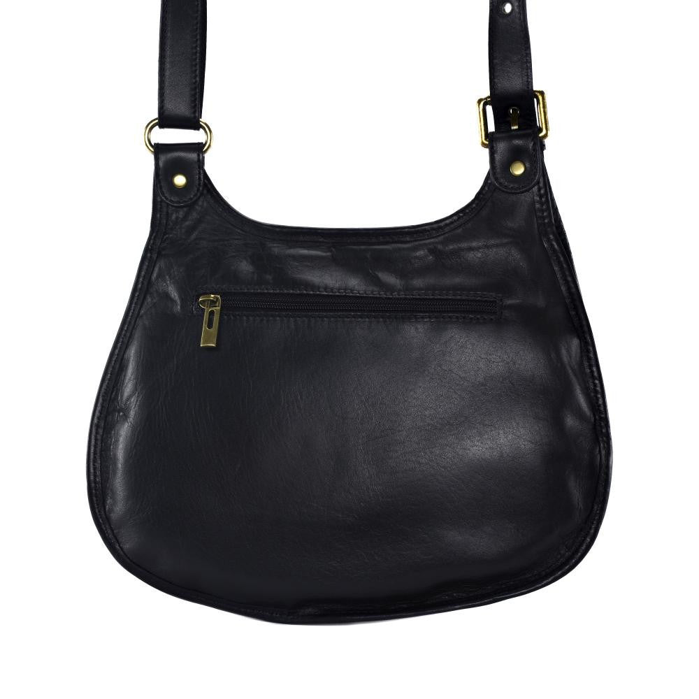 Sac besace cuir lisse CARTOUCHIERE Noir