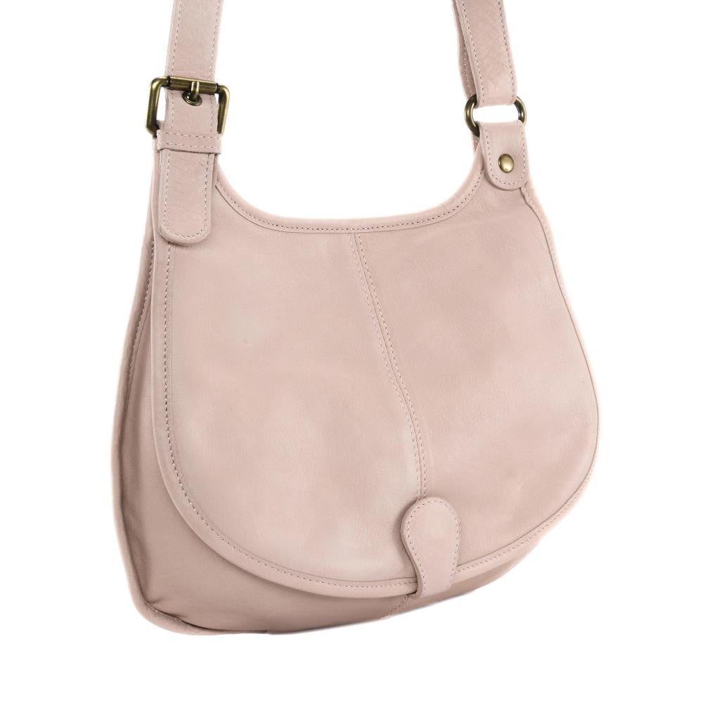 Sac besace cuir lisse CARTOUCHIERE Rose nude