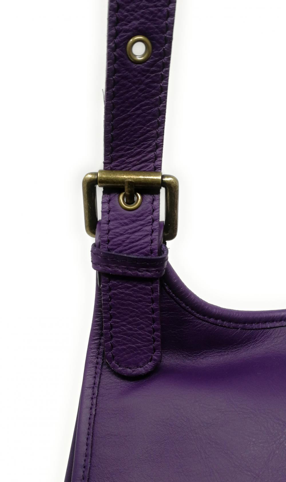 Sac besace cuir lisse CARTOUCHIERE Violet