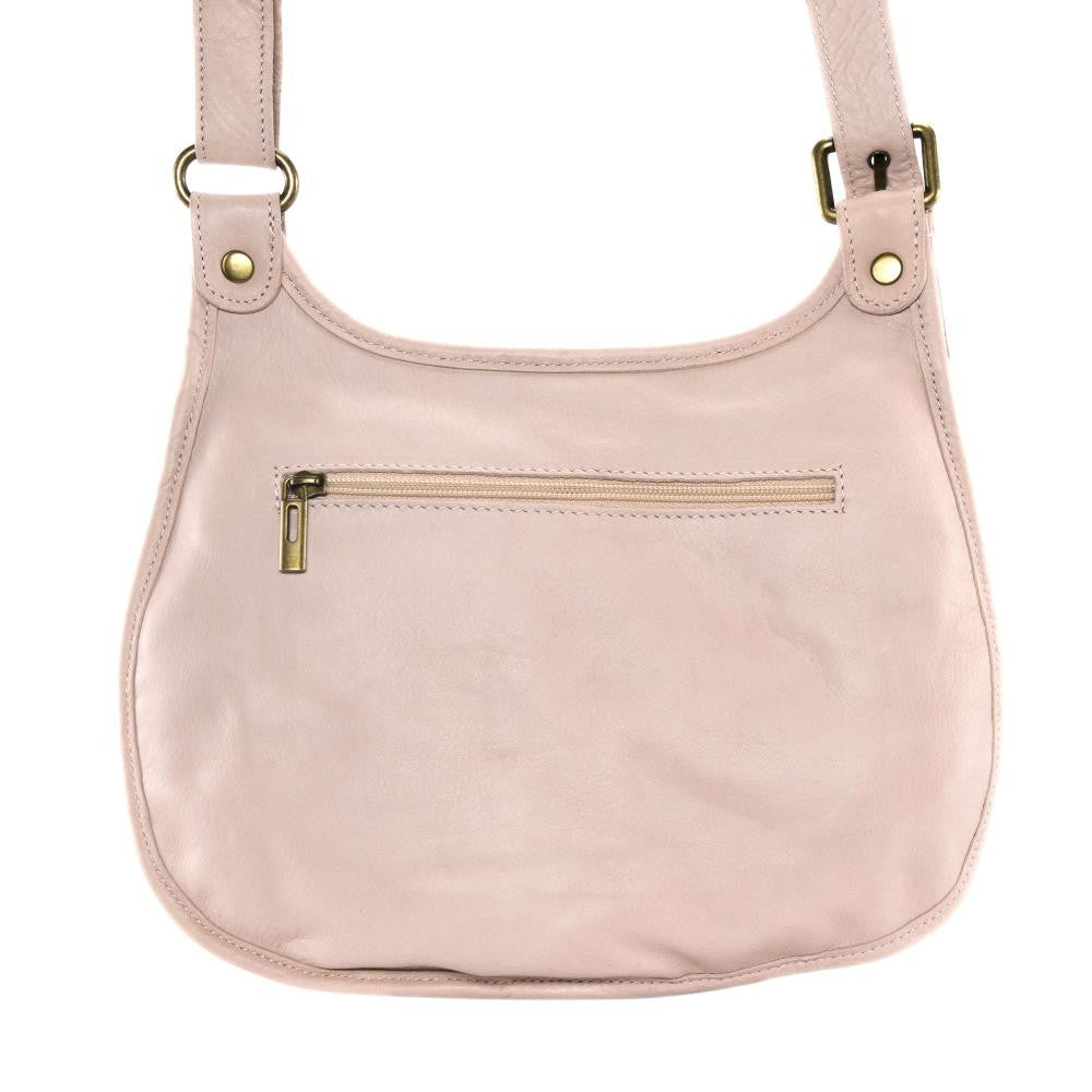 Sac besace cuir lisse CARTOUCHIERE Rose nude
