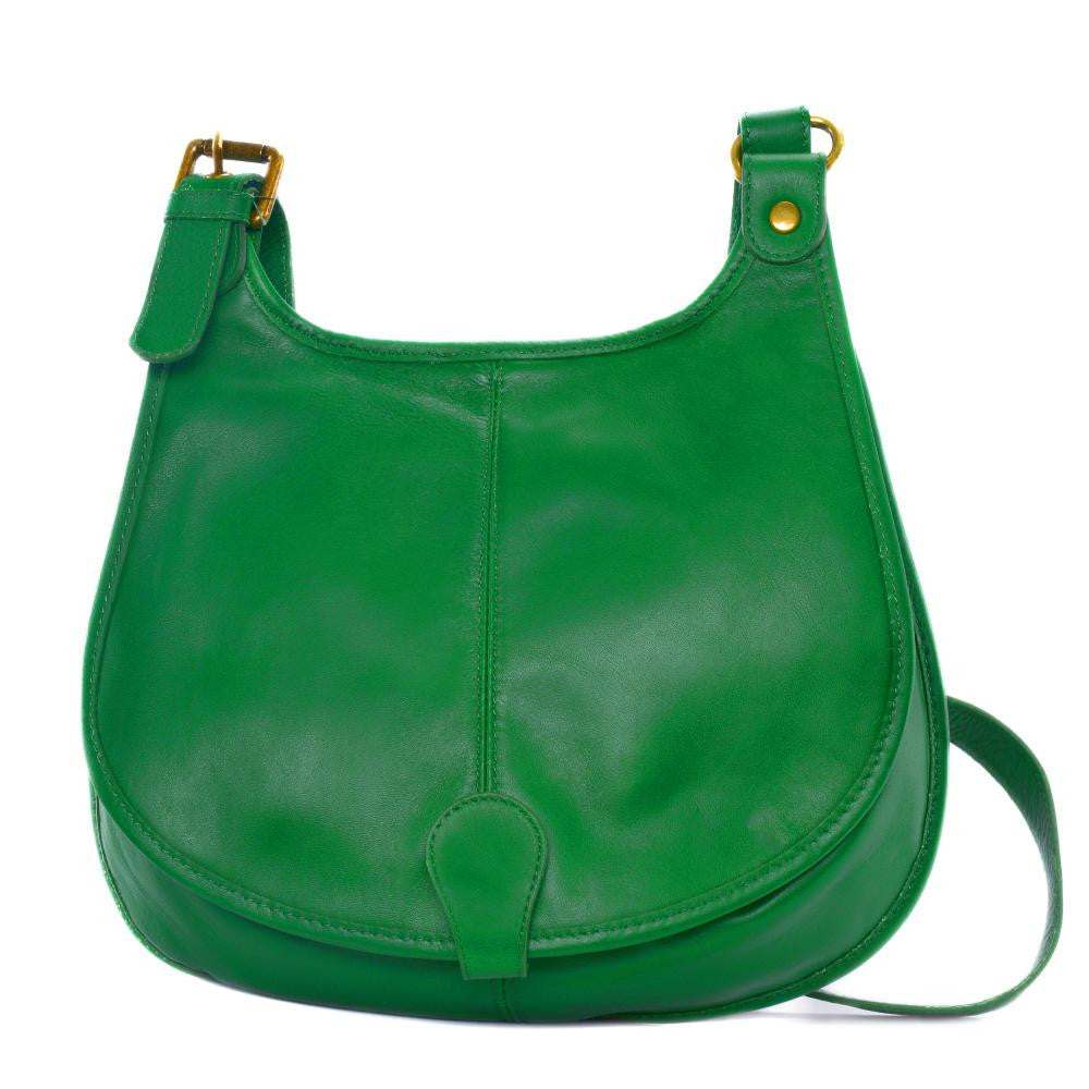 Sac besace cuir lisse CARTOUCHIERE Vert anglais