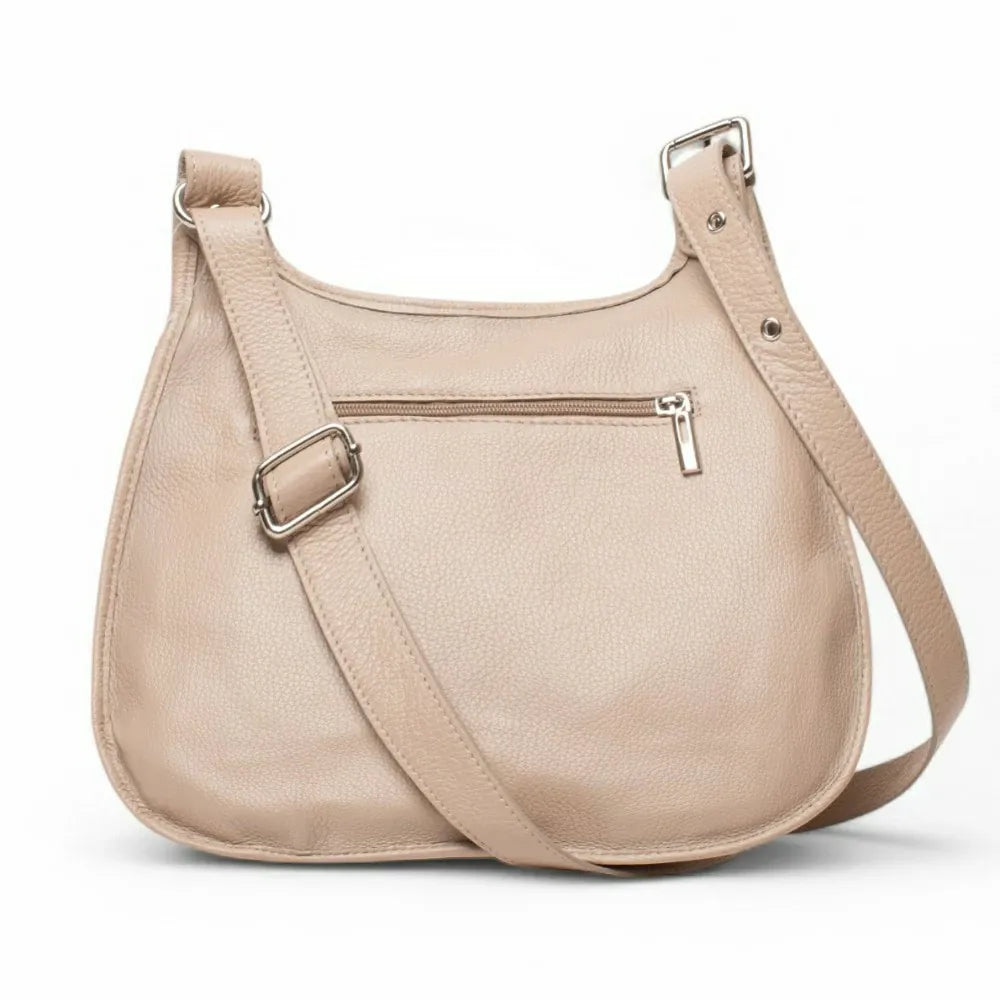 Sac bandoulière en cuir grainé PETRA Taupe clair
