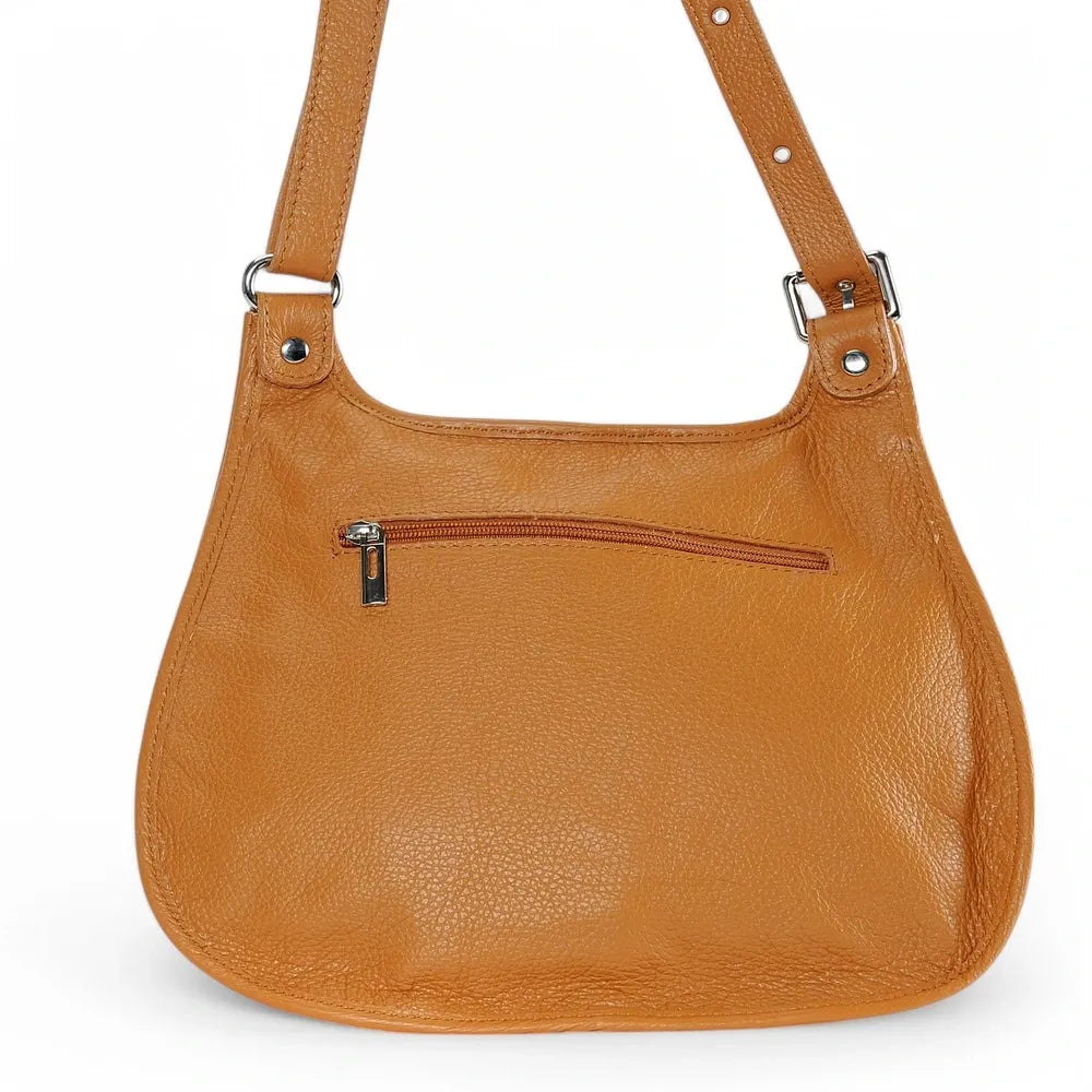 Sac bandoulière en cuir grainé PETRA Camel