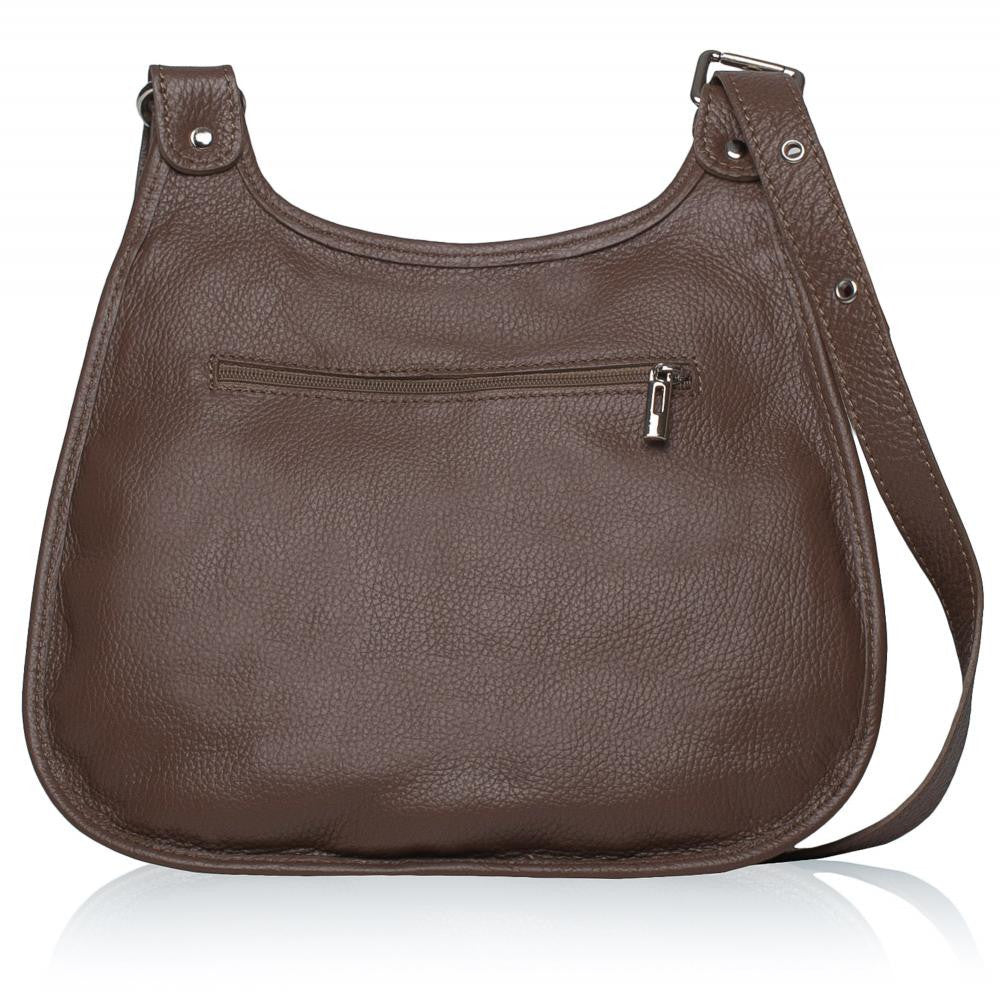 Sac bandoulière en cuir grainé PETRA Taupe foncé