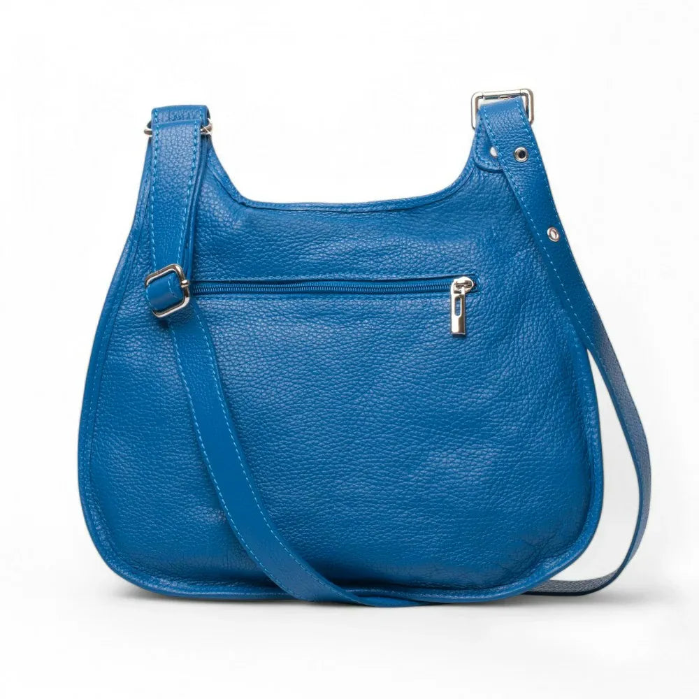 Sac bandoulière en cuir grainé PETRA Bleu roi