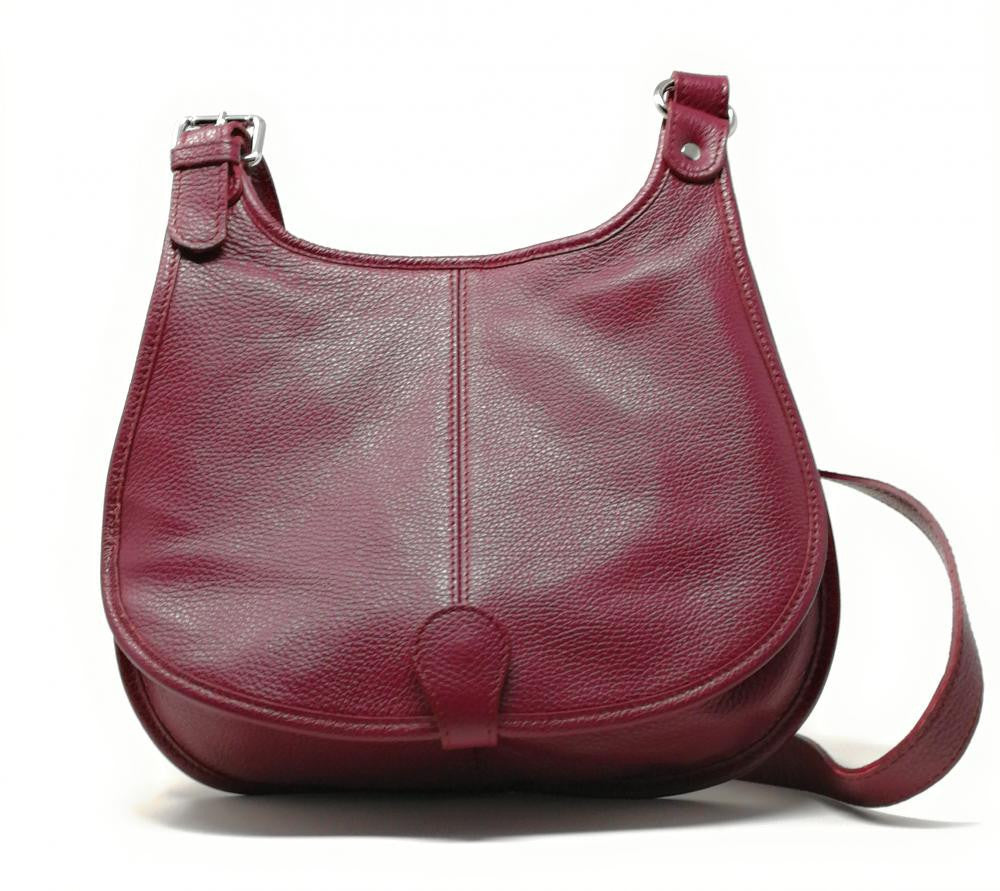Sac bandoulière en cuir grainé PETRA Prune