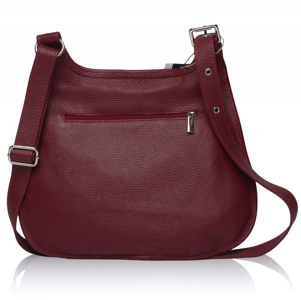 Sac bandoulière en cuir grainé PETRA Rouge foncé