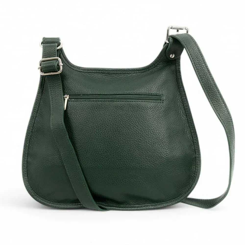 Sac bandoulière en cuir grainé PETRA Vert forêt