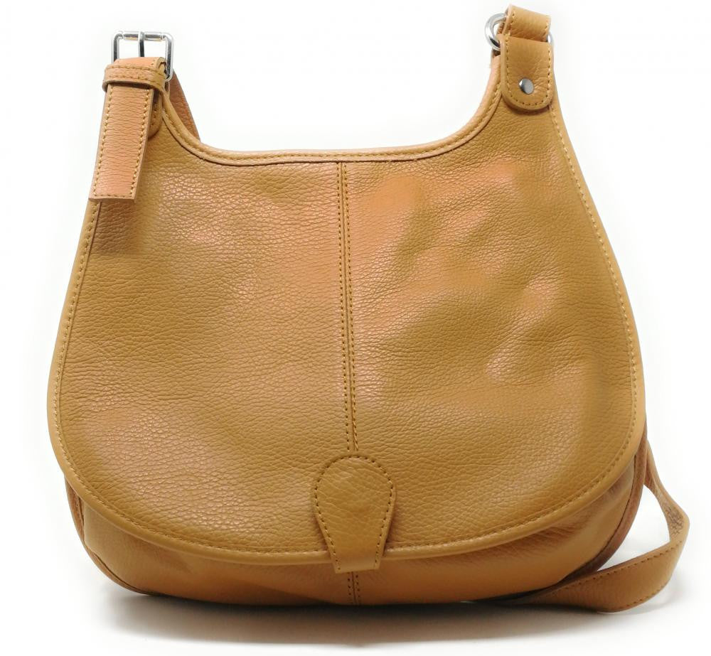 Sac bandoulière en cuir grainé PETRA Camel