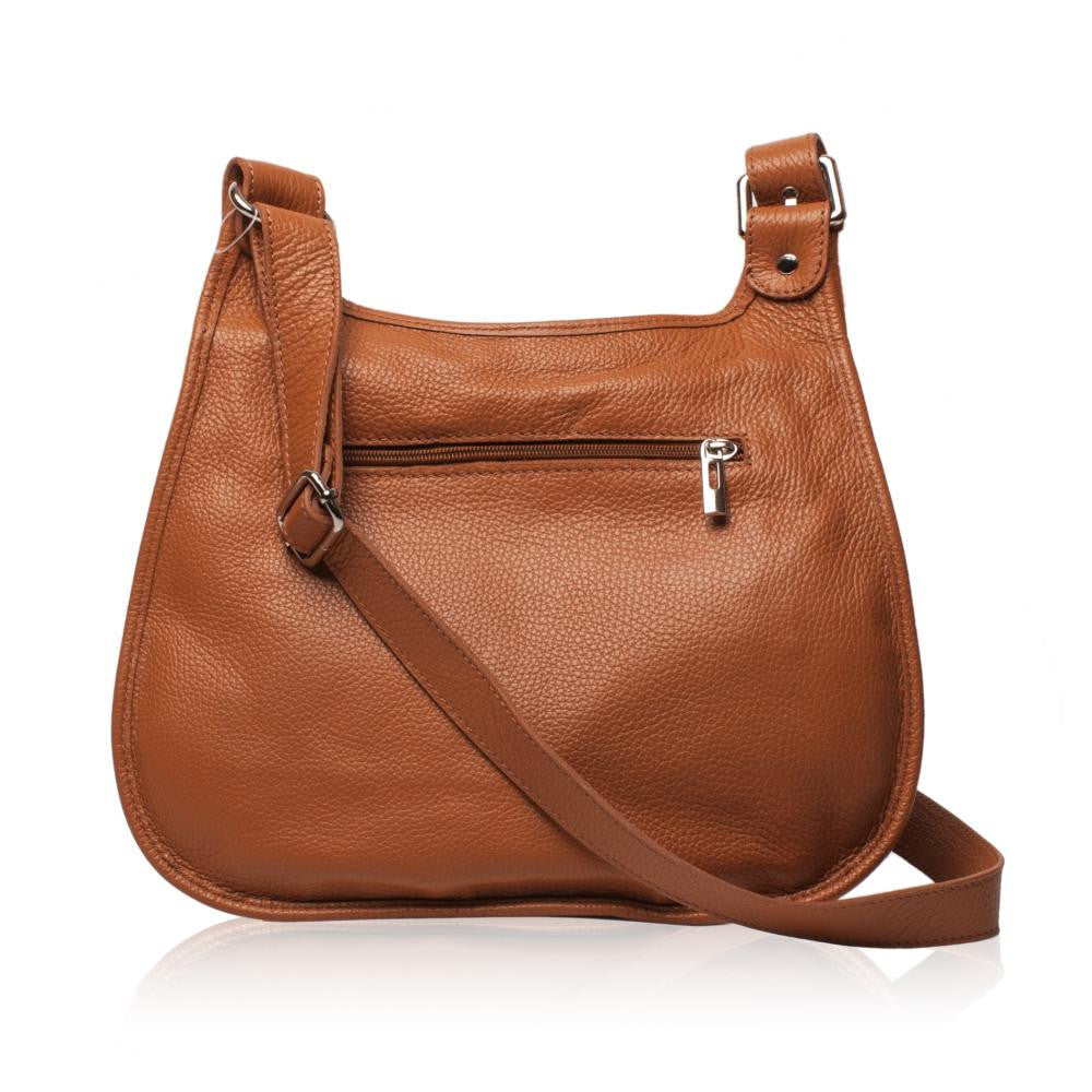 Sac bandoulière en cuir grainé PETRA Camel foncé