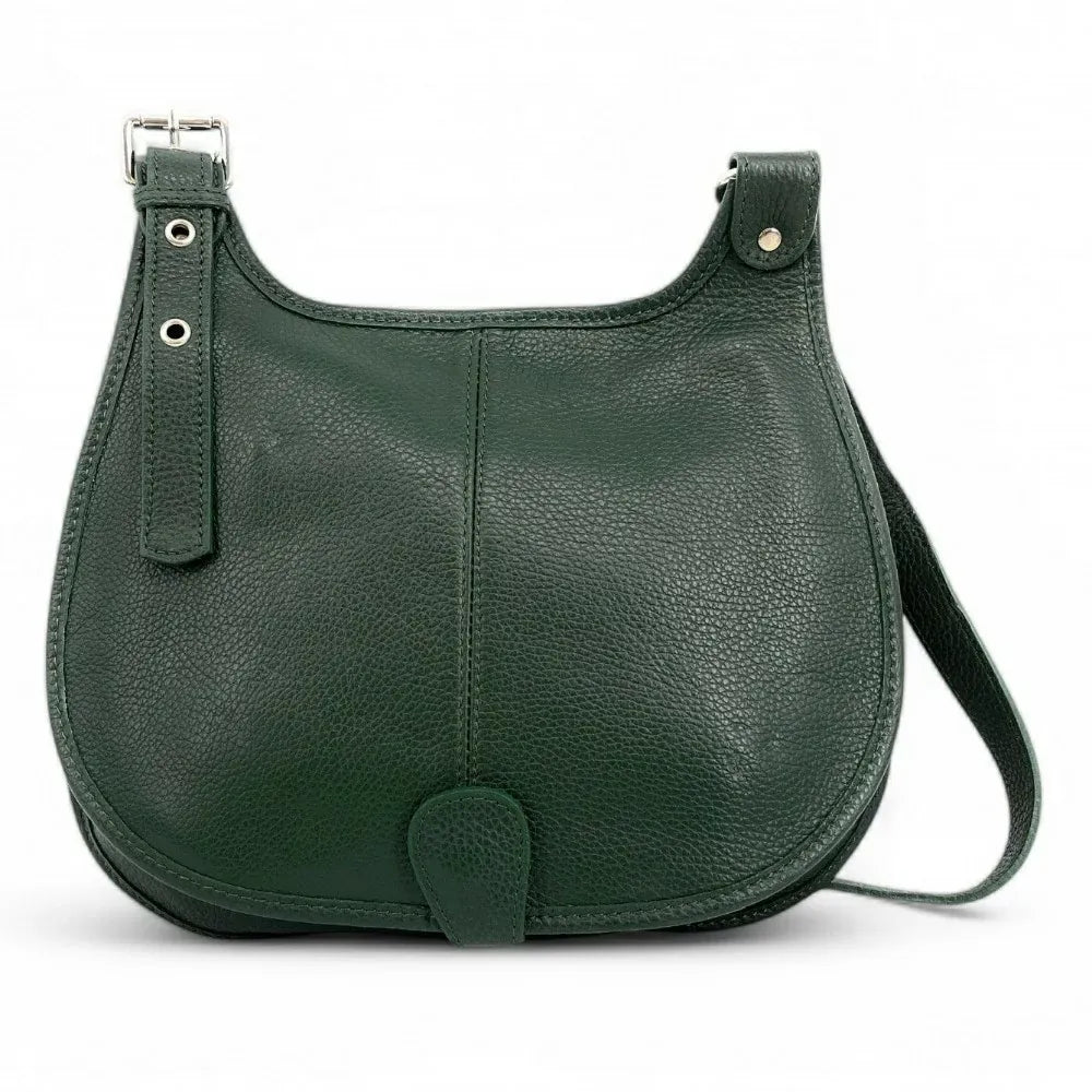 Sac bandoulière en cuir grainé PETRA Vert forêt