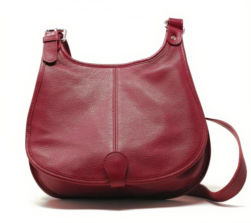 Sac bandoulière en cuir grainé PETRA Rouge foncé