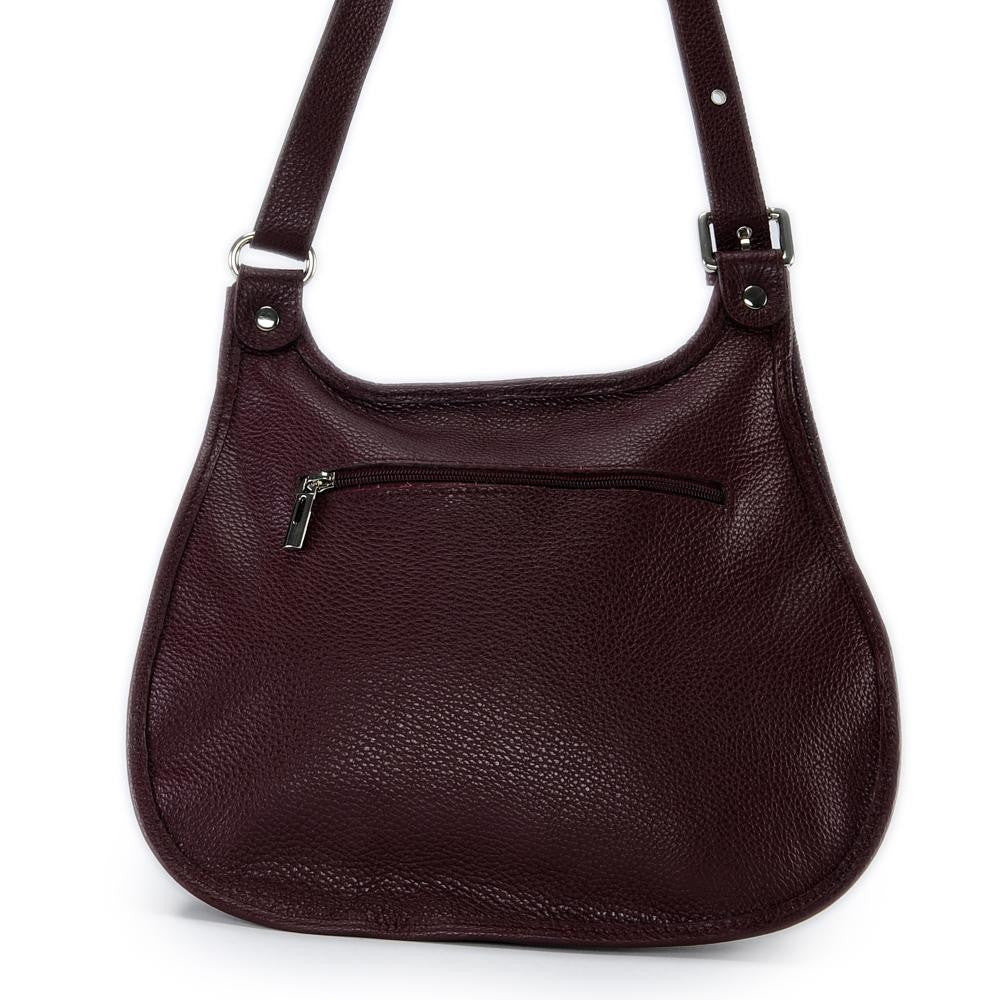Sac bandoulière en cuir grainé PETRA Prune
