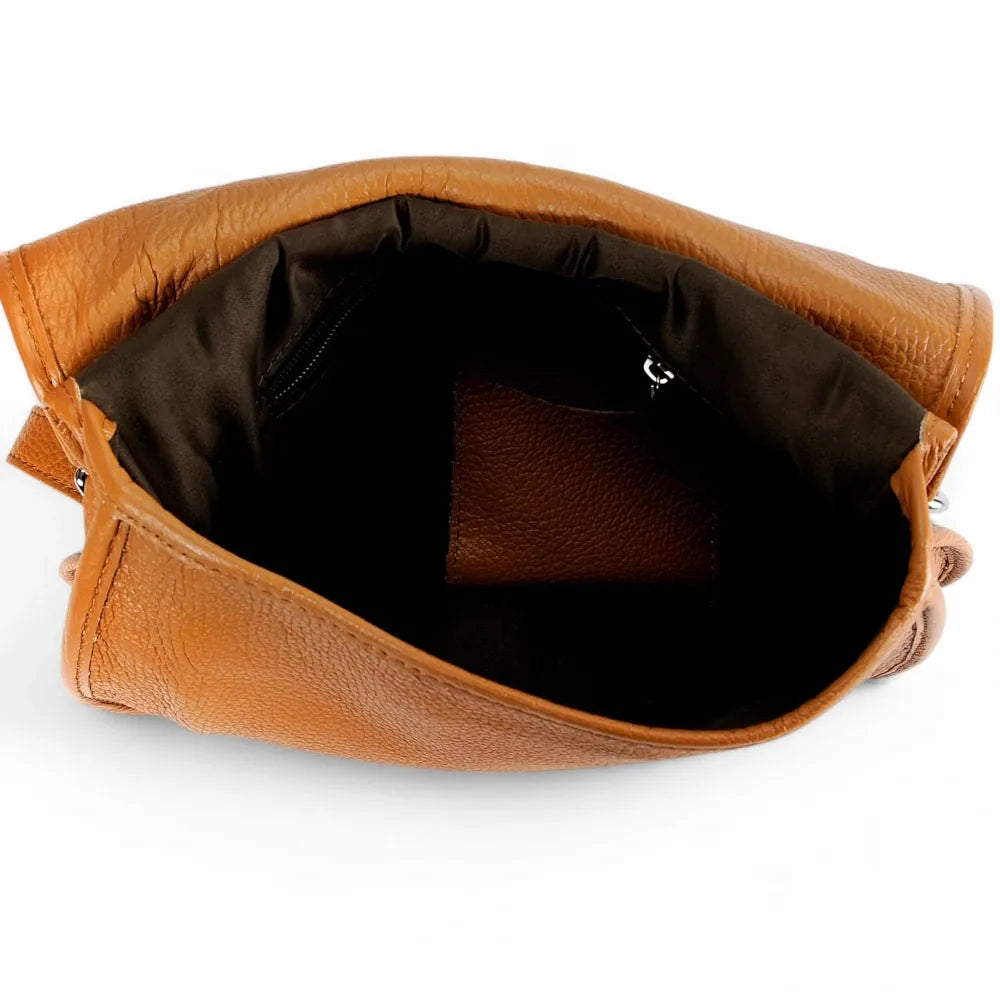 Sac bandoulière en cuir grainé PETRA Camel