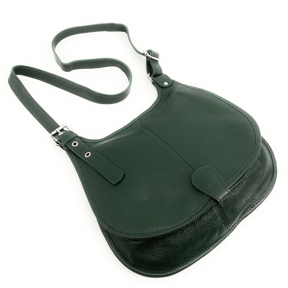 Sac bandoulière en cuir grainé PETRA Vert forêt