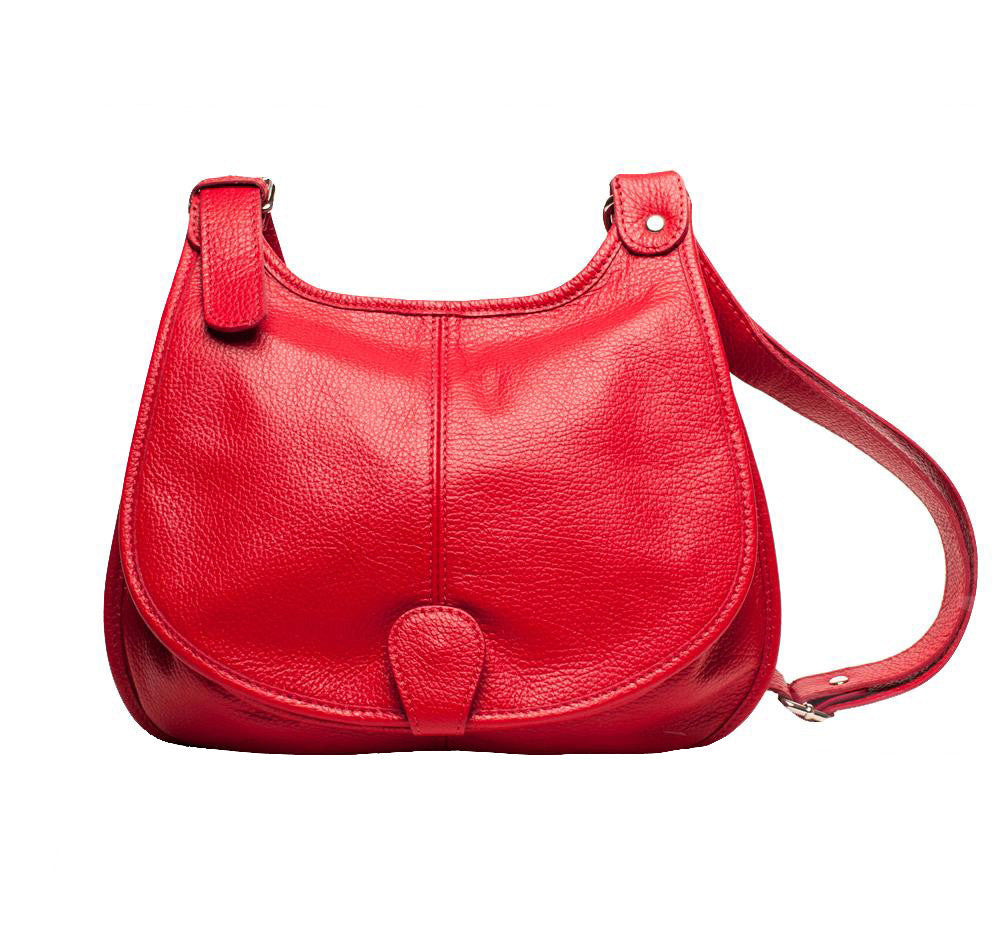 Sac bandoulière en cuir grainé PETRA Rouge garance