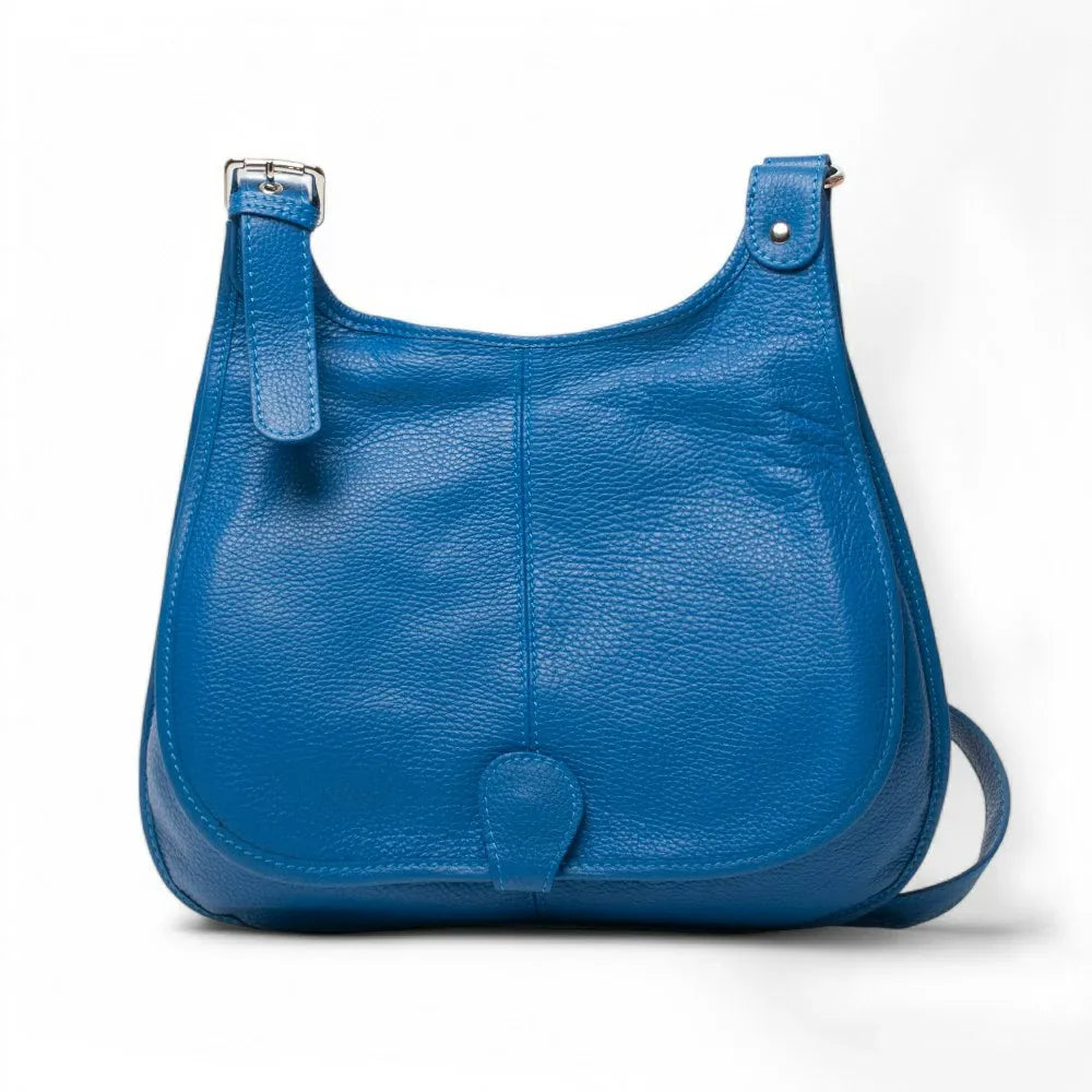 Sac bandoulière en cuir grainé PETRA Bleu roi