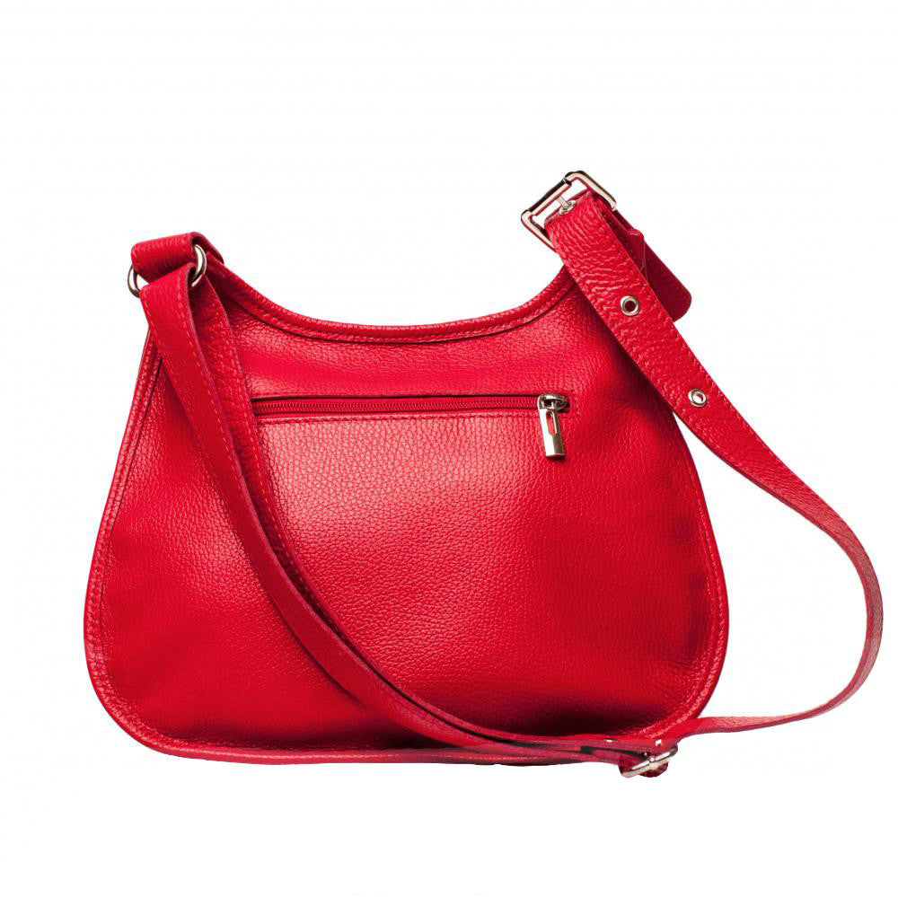 Sac bandoulière en cuir grainé PETRA Rouge garance