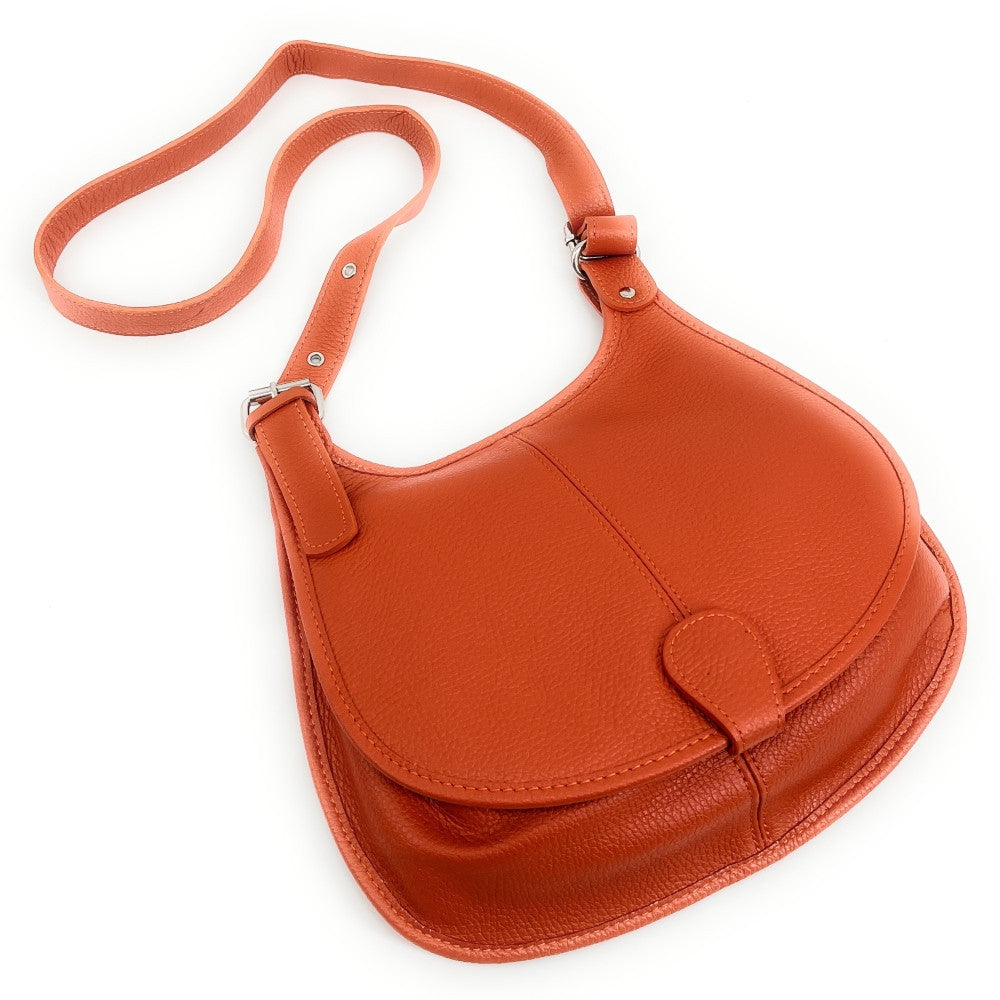 Sac bandoulière en cuir grainé PETRA Orange