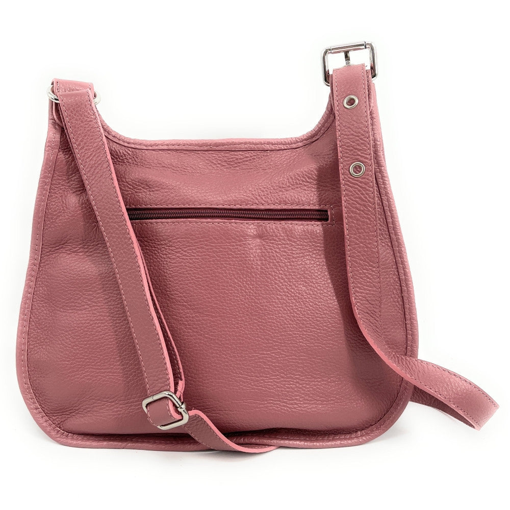 Sac bandoulière en cuir grainé PETRA Rose intense