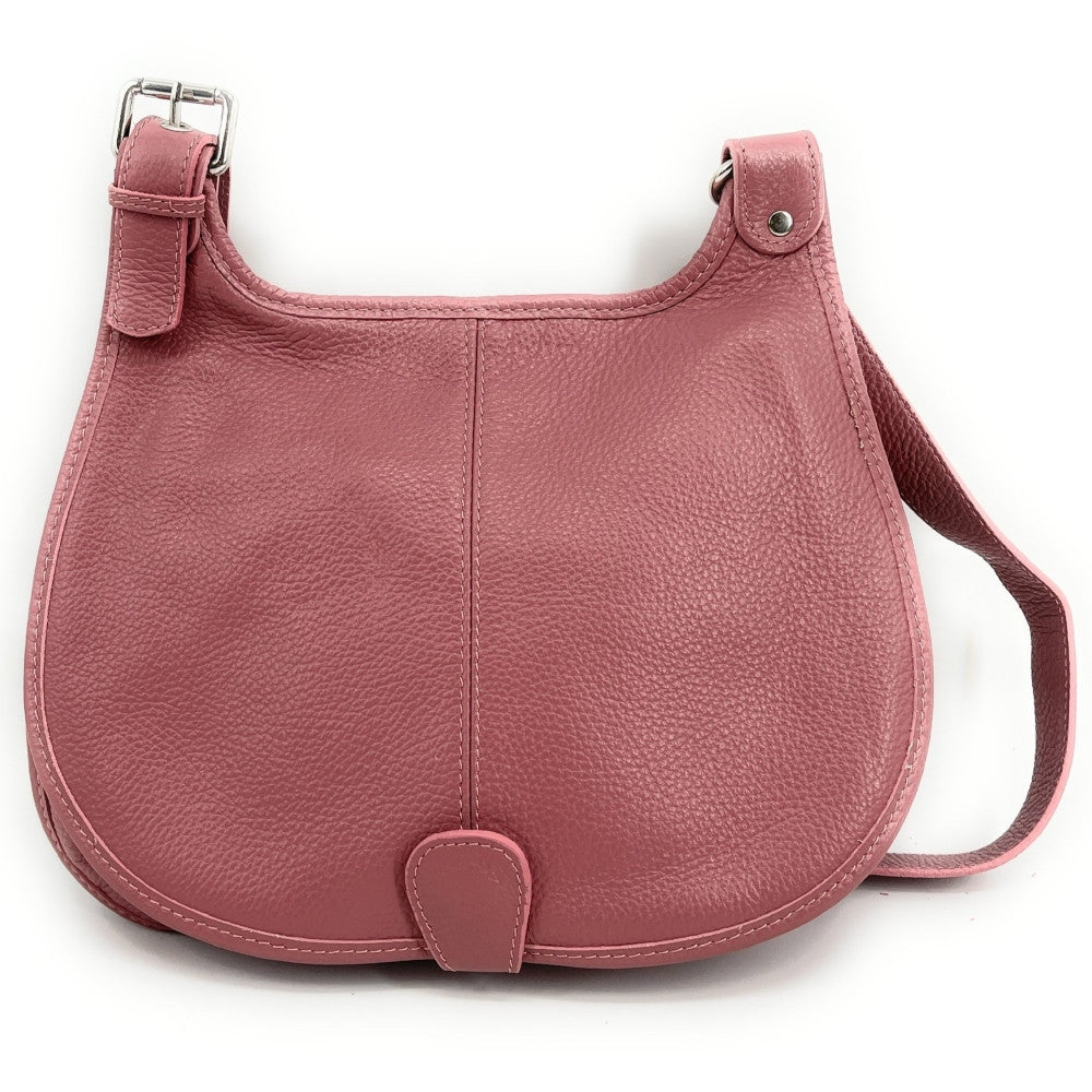 Sac bandoulière en cuir grainé PETRA Rose intense
