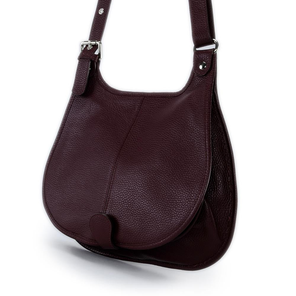 Sac bandoulière en cuir grainé PETRA Prune
