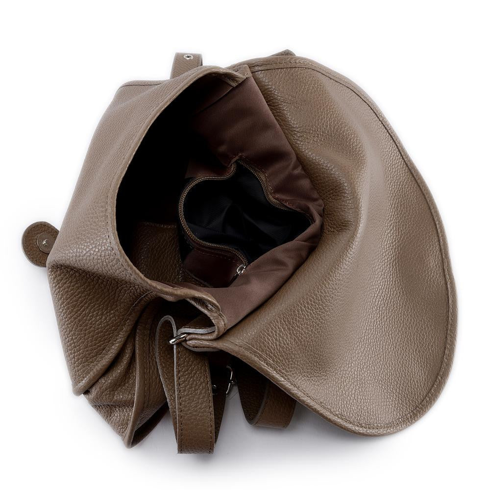Sac bandoulière en cuir grainé PETRA Taupe foncé