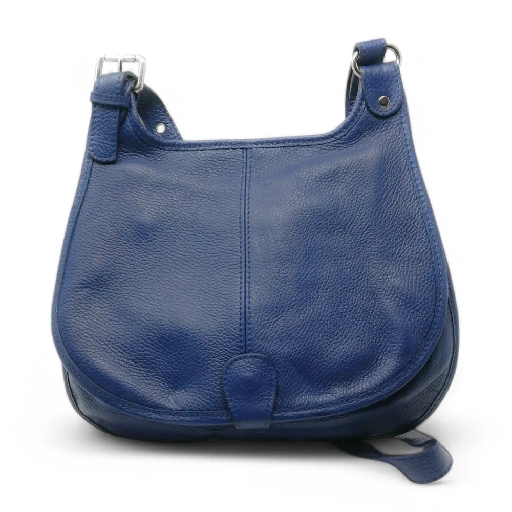Sac bandoulière en cuir grainé PETRA Bleu