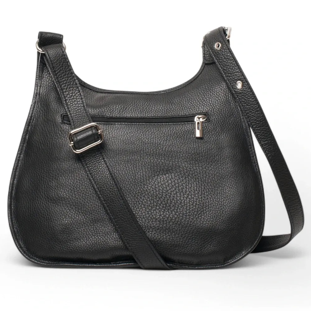 Sac bandoulière en cuir grainé PETRA Noir