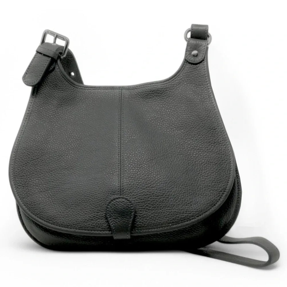 Sac bandoulière en cuir grainé PETRA Gris foncé