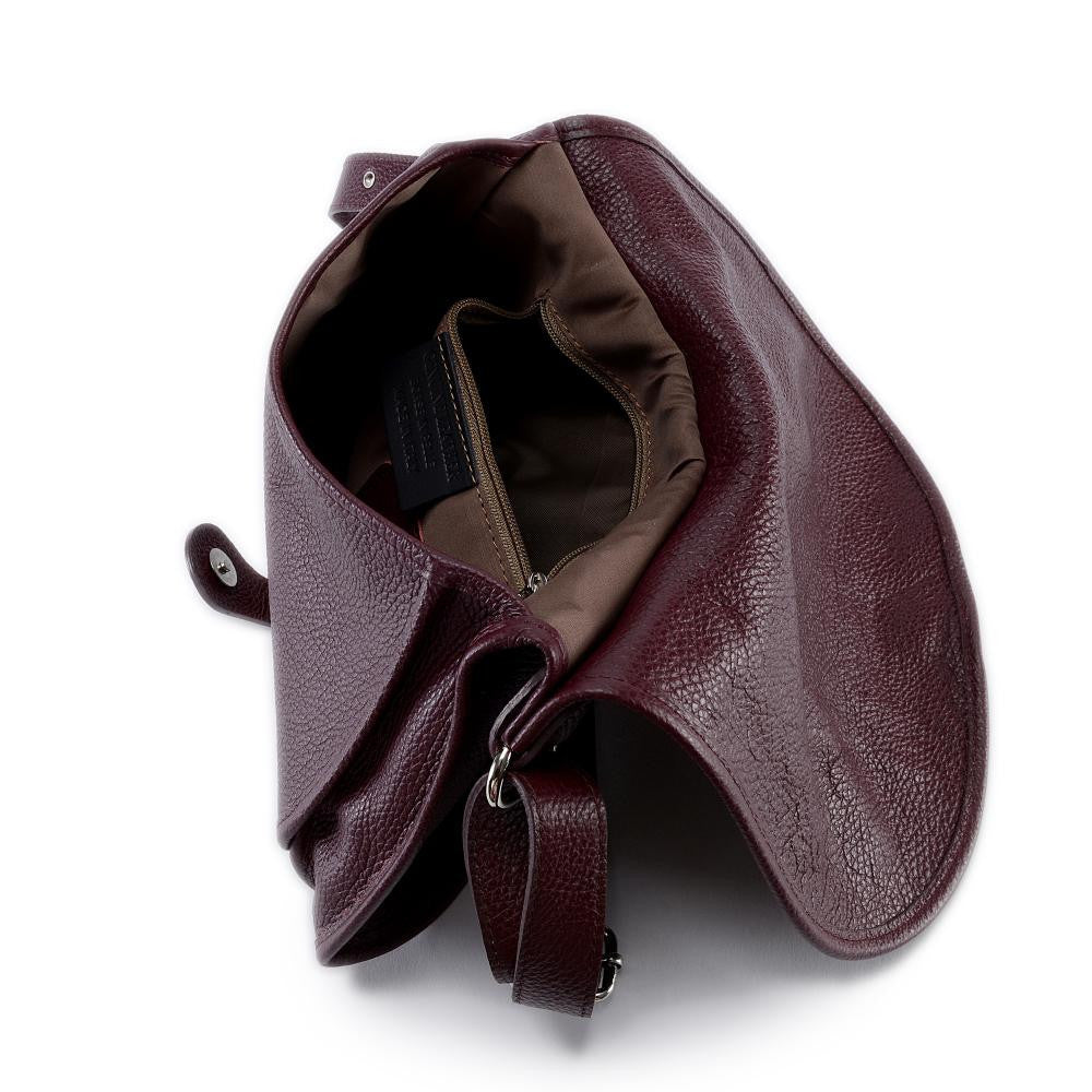 Sac bandoulière en cuir grainé PETRA Prune