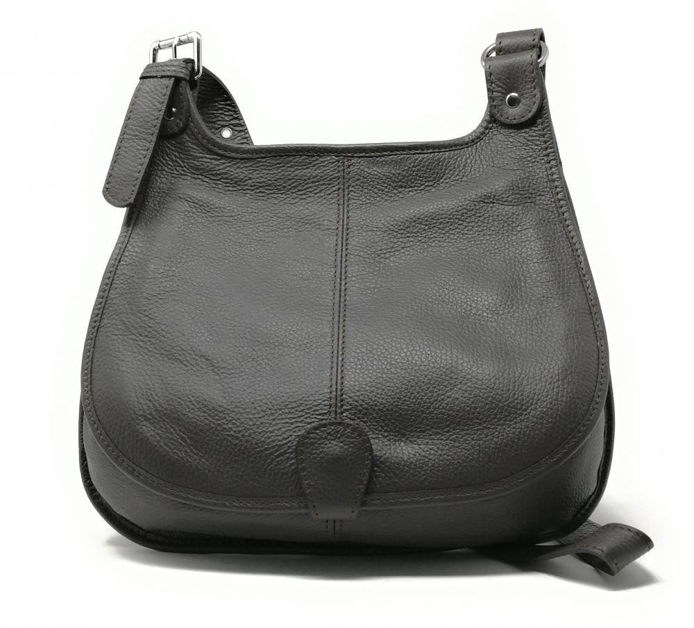 Sac bandoulière en cuir grainé PETRA Chocolat