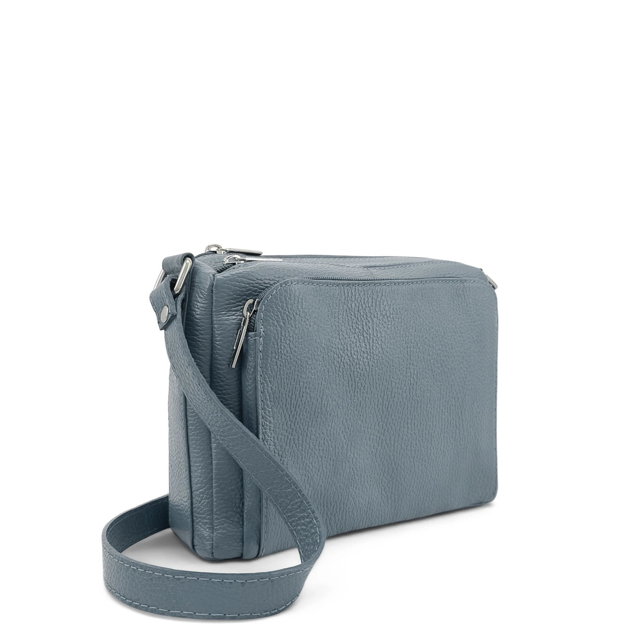 Sac trotteur à bandoulière en cuir grainé MANHATTAN Bleu glacier