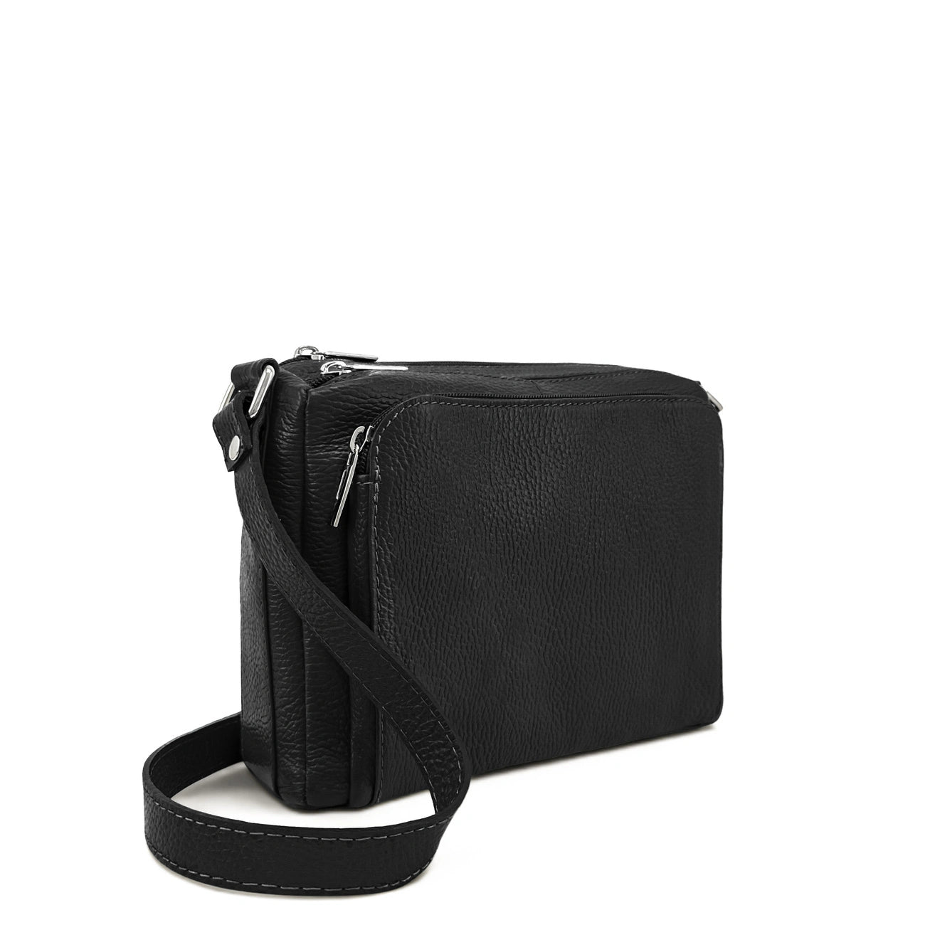 Grained leather strap bag MANHATTAN Noir