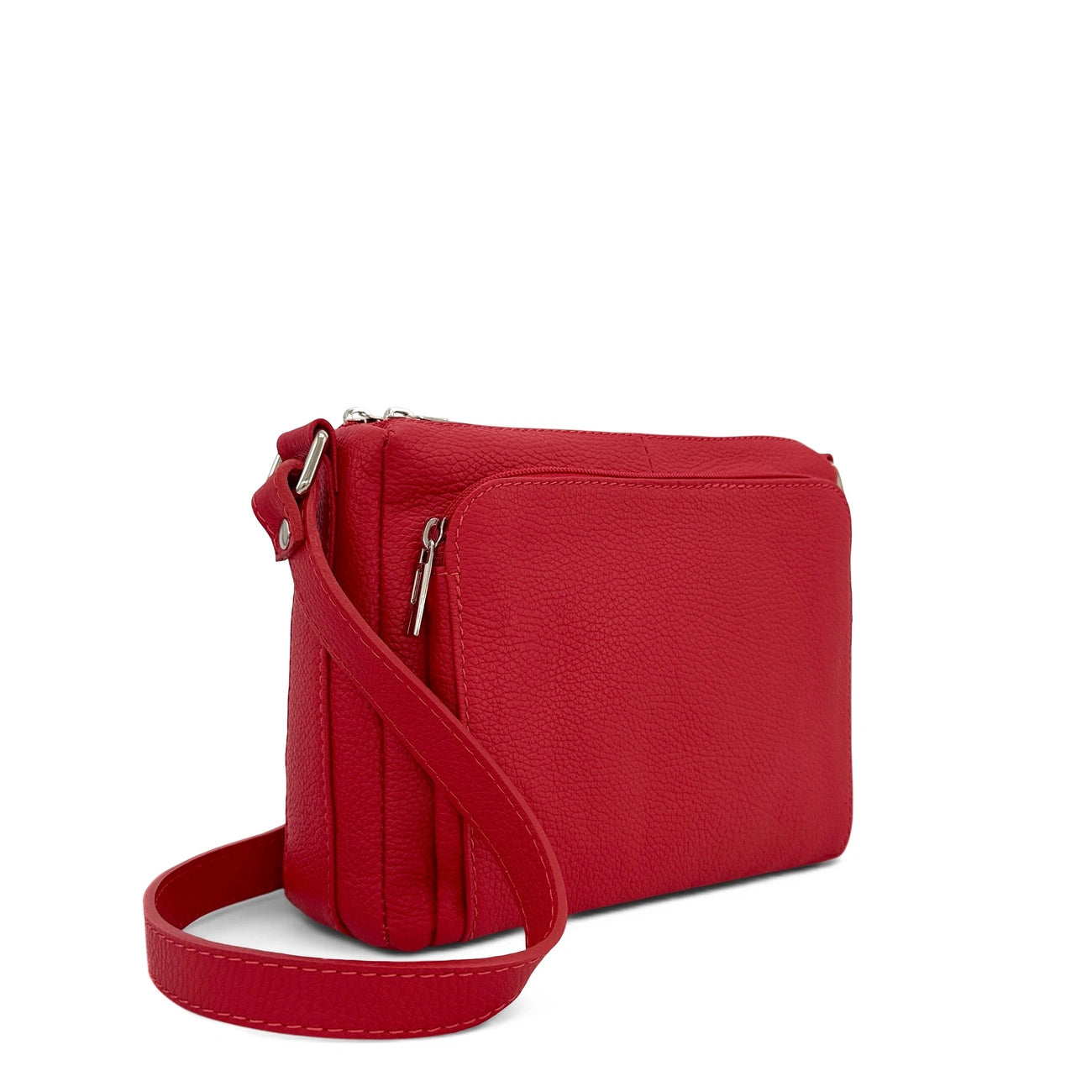 Sac trotteur à bandoulière en cuir grainé MANHATTAN Rouge garance