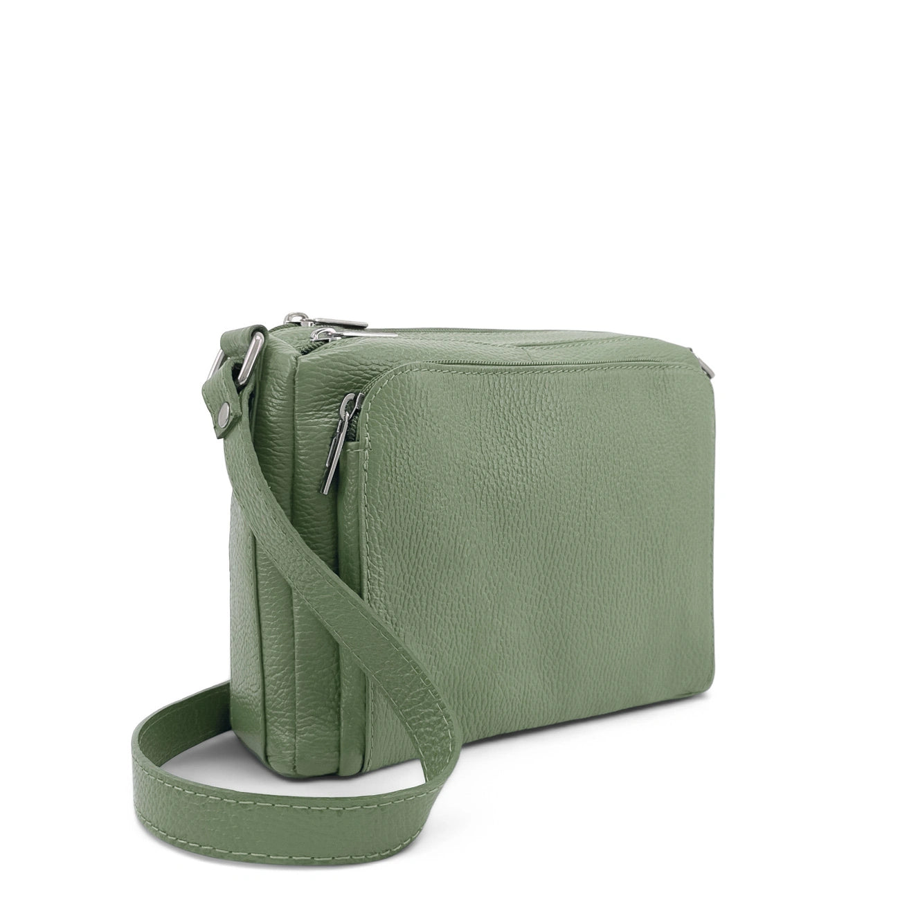 Sac trotteur à bandoulière en cuir grainé MANHATTAN Vert pastel