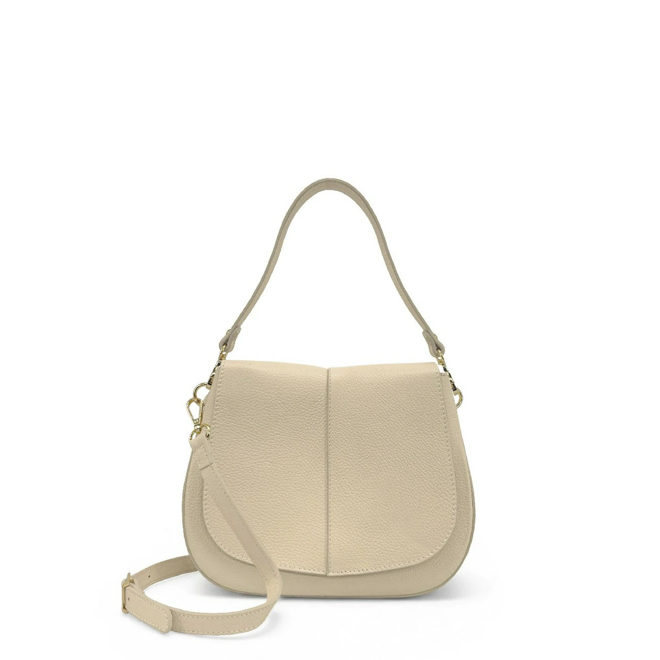 Sac à main en cuir grainé LOUIE Beige crème