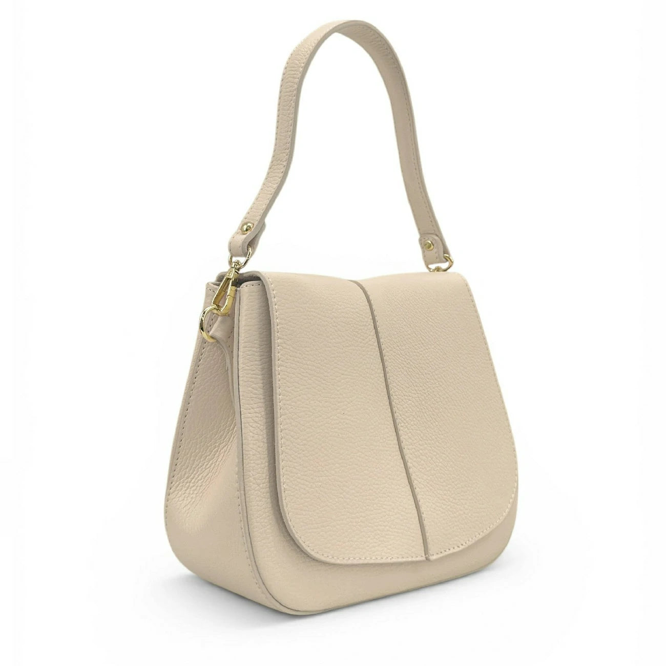 Sac à main en cuir grainé LOUIE Beige crème