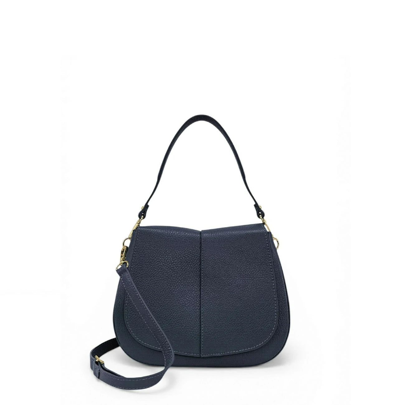 Sac à main en cuir grainé LOUIE Bleu marine
