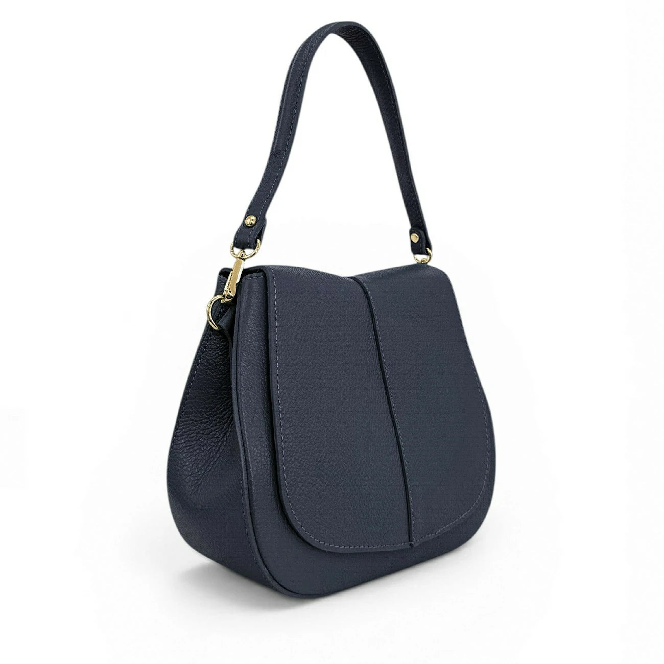 Sac à main en cuir grainé LOUIE Bleu marine