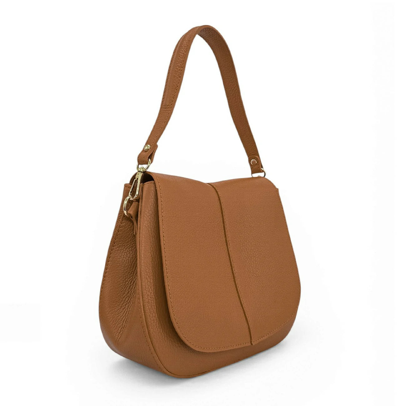 Sac à main en cuir grainé LOUIE Marron camel