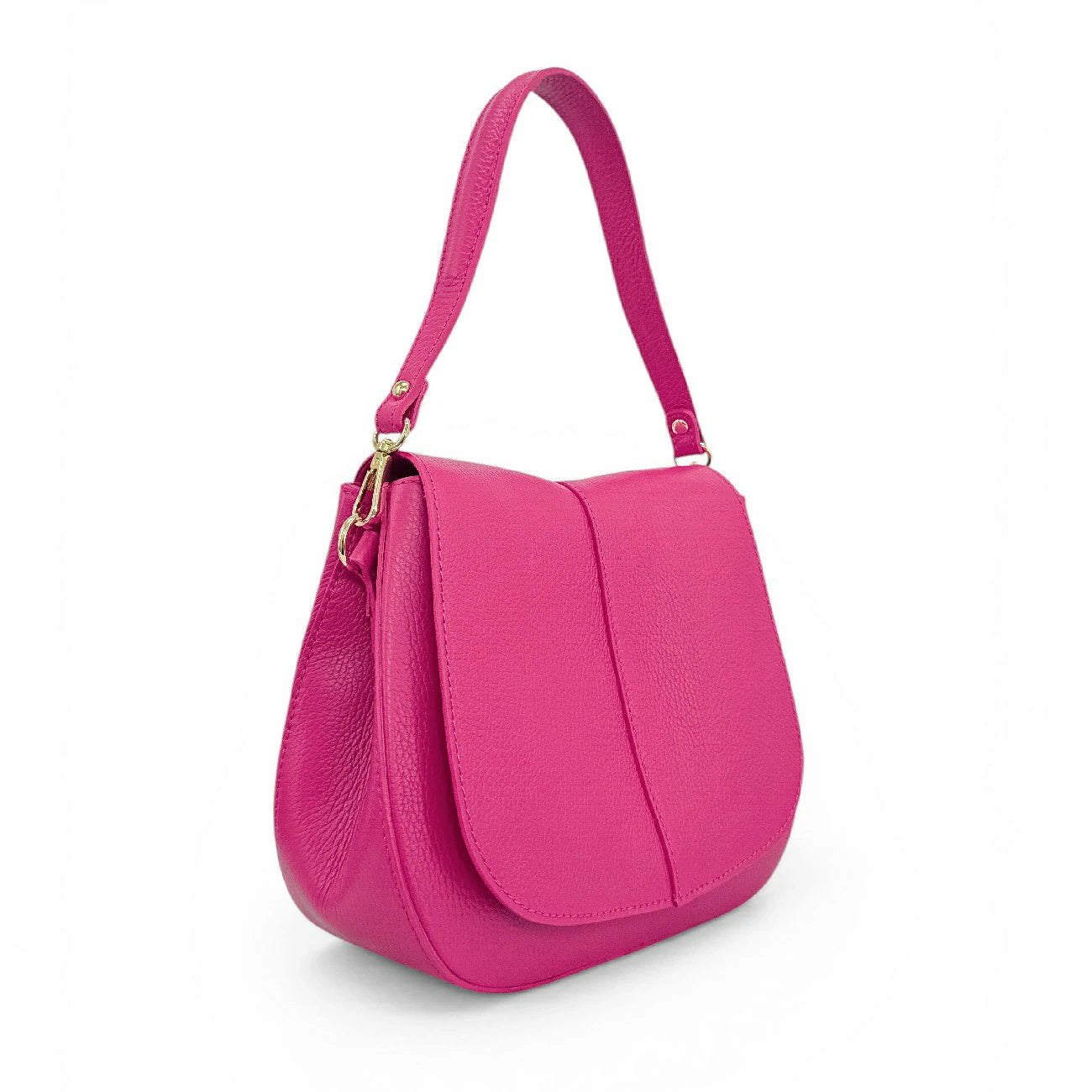 Sac à main en cuir grainé LOUIE Rose fuchsia