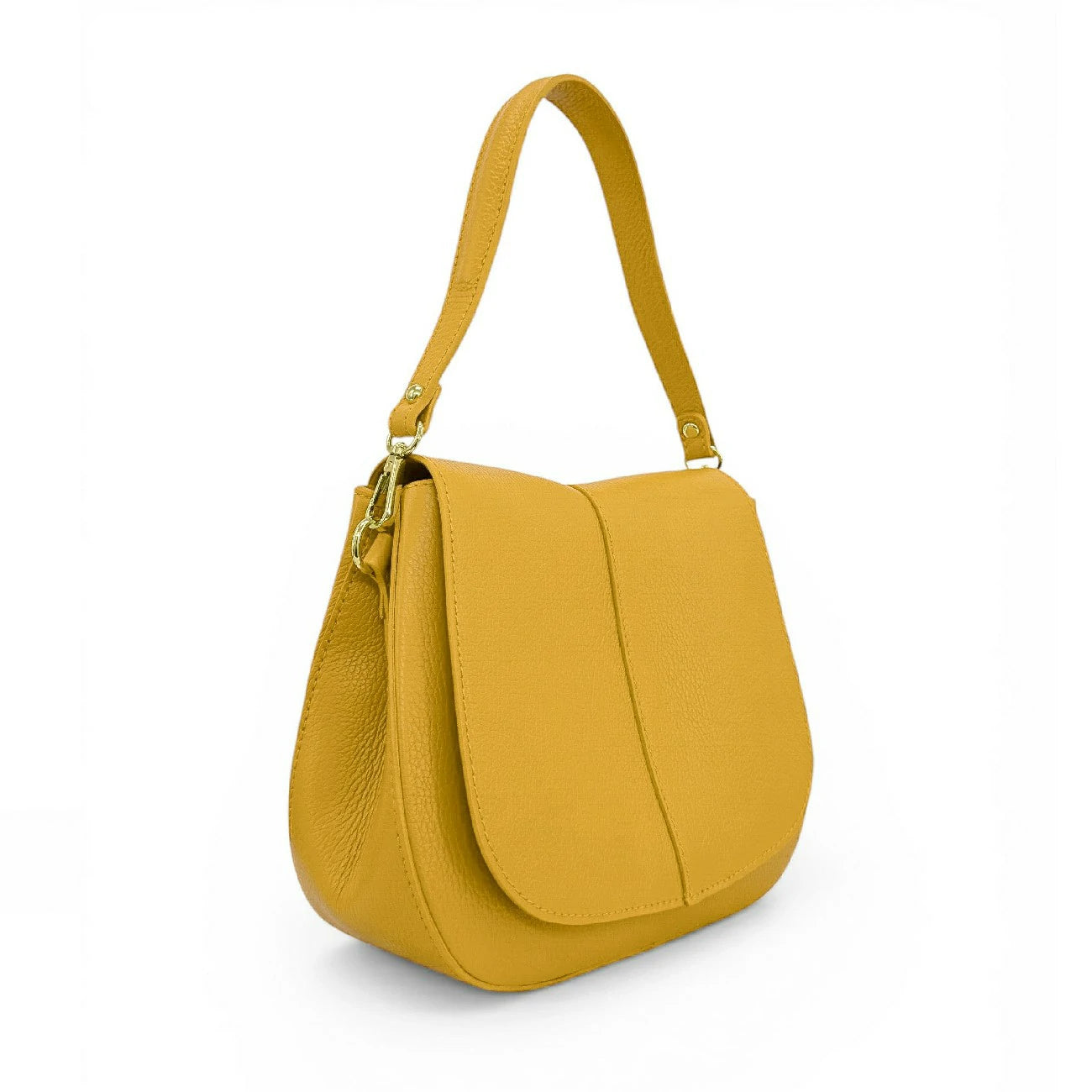 Sac à main en cuir grainé LOUIE Jaune tournesol