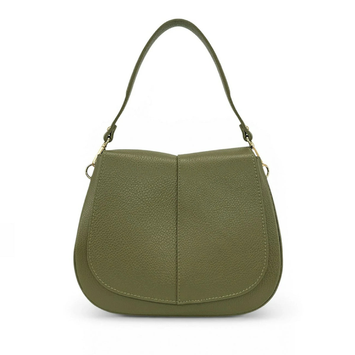 Handtasche aus genarbtem Leder LOUIE Khakigrün