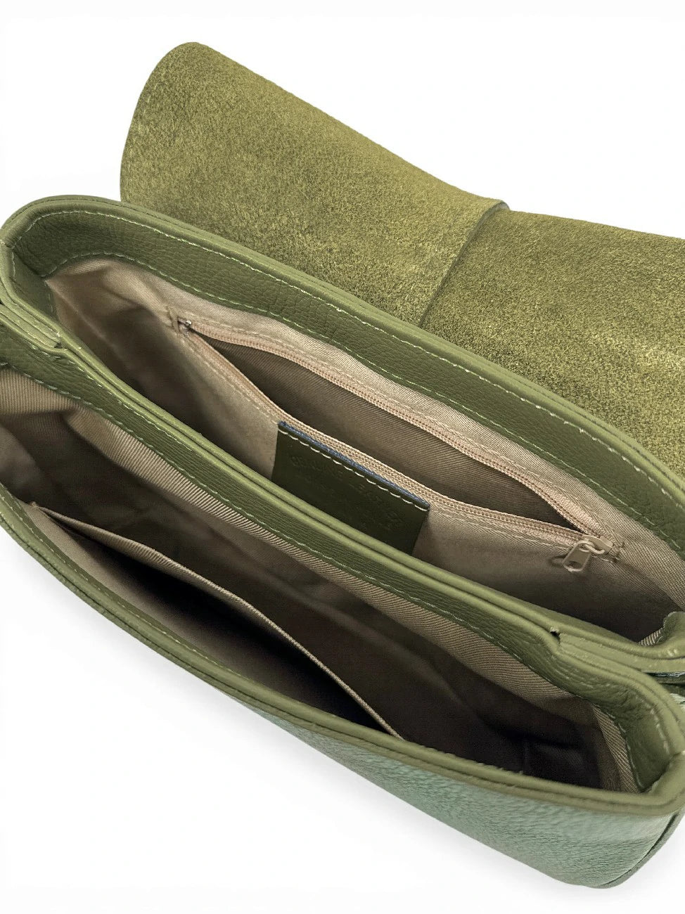 Handtasche aus genarbtem Leder LOUIE Khakigrün